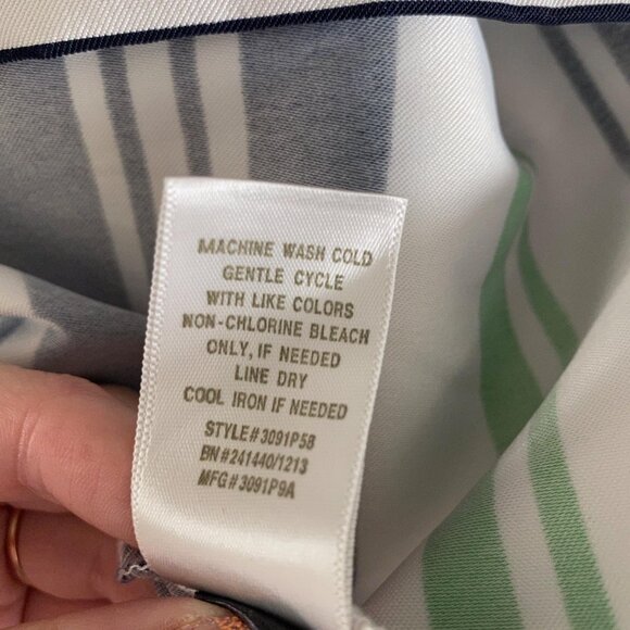 Dressbarn A Line Dress Womens 22 Striped V Neck Sleeveless White Black Green - Picture 7 of 7